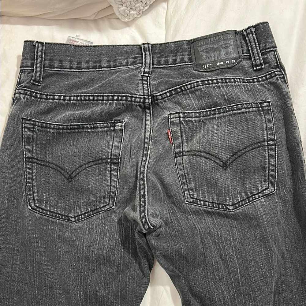 Levi's Grey Black 511 Jeans , 29 x 29, Boys 18 Reg perfectly distressed
